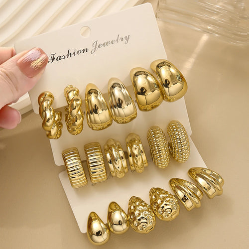 Geometric Drop Twist Wide C Hoop Earrings CCB Bold Women Accessories