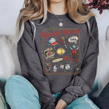 The Upside Down Sweatshirt Funny Hawkins Clipart Graphic Shirts Stranger ST5 Inspired Demogorgon Tops Trendy Gothic Sweatshirts