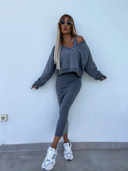Two Piece Sets Women Dress Sets Tracksuit Jogger Y2k Sweatshirts Autumn Winter Sports Elastic Waist Streetwear Matching Sets