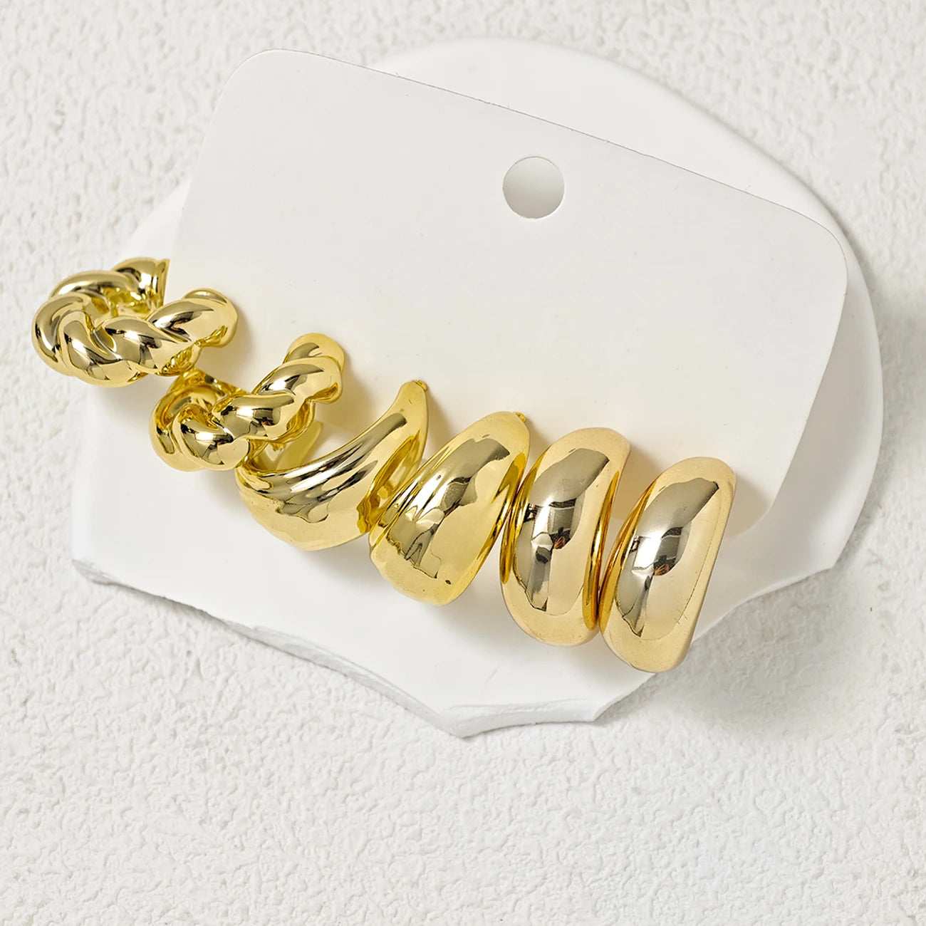 Geometric Drop Twist Wide C Hoop Earrings CCB Bold Women Accessories
