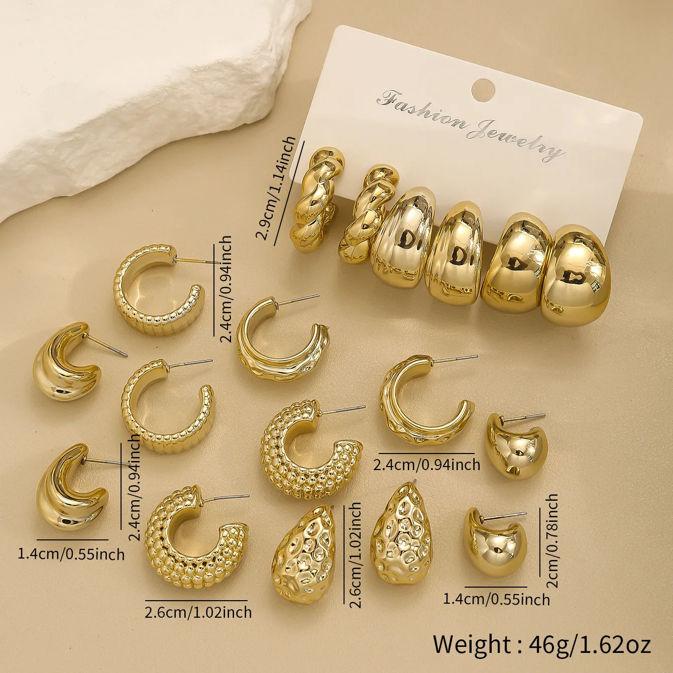 Geometric Drop Twist Wide C Hoop Earrings CCB Bold Women Accessories