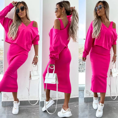 Two Piece Sets Women Dress Sets Tracksuit Jogger Y2k Sweatshirts Autumn Winter Sports Elastic Waist Streetwear Matching Sets