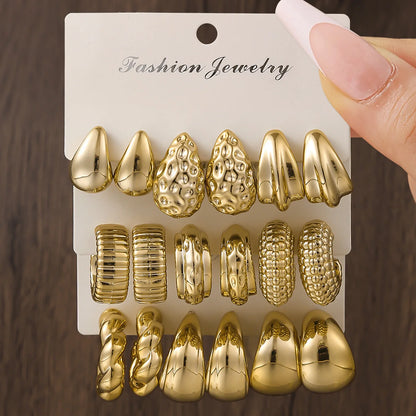 Geometric Drop Twist Wide C Hoop Earrings CCB Bold Women Accessories