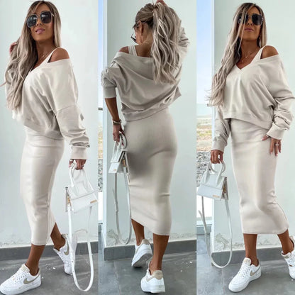 Two Piece Sets Women Dress Sets Tracksuit Jogger Y2k Sweatshirts Autumn Winter Sports Elastic Waist Streetwear Matching Sets