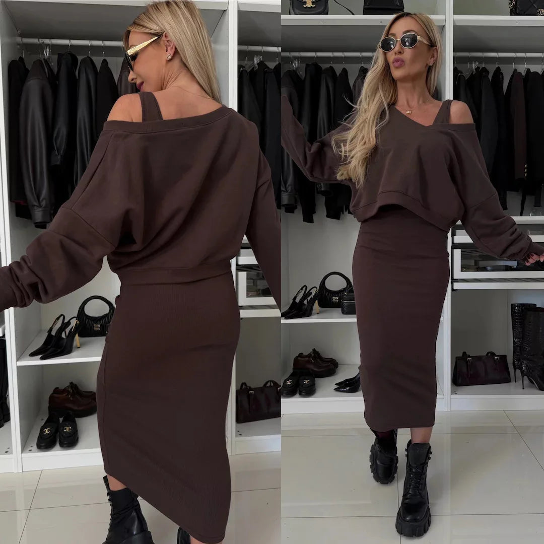 Two Piece Sets Women Dress Sets Tracksuit Jogger Y2k Sweatshirts Autumn Winter Sports Elastic Waist Streetwear Matching Sets