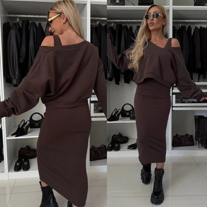 Two Piece Sets Women Dress Sets Tracksuit Jogger Y2k Sweatshirts Autumn Winter Sports Elastic Waist Streetwear Matching Sets